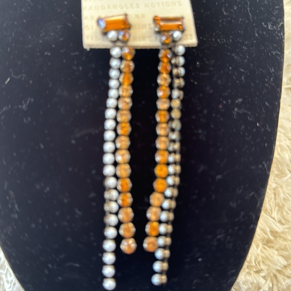 New Anthropologie dangle topaz and pearl fashion earrings - Picture 3 of 4